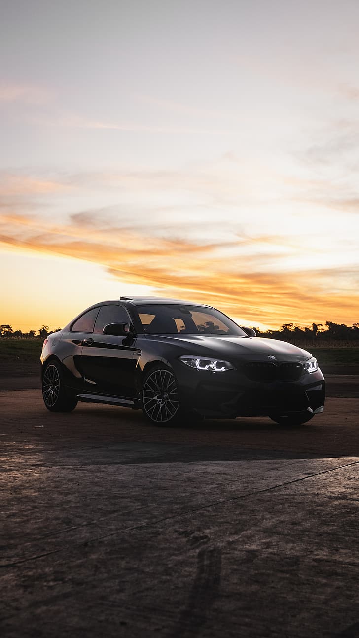 728x1294 1290x2796px. free download. HD wallpaper: BMW, BMW M BMW Motorsport, car, black cars, sunset, Road Star