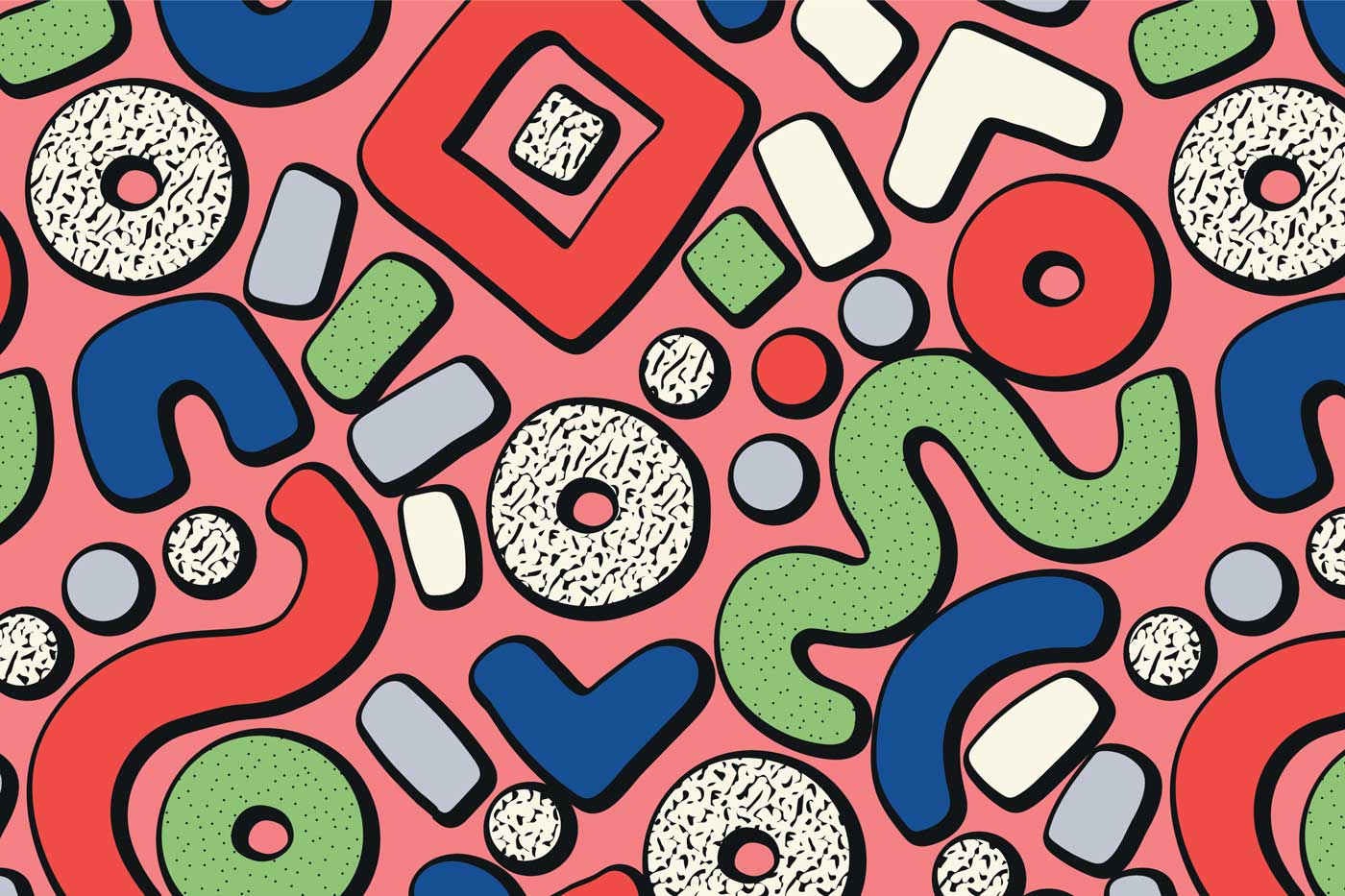 1400x933 Kids Memphis Shapes Wall Mural