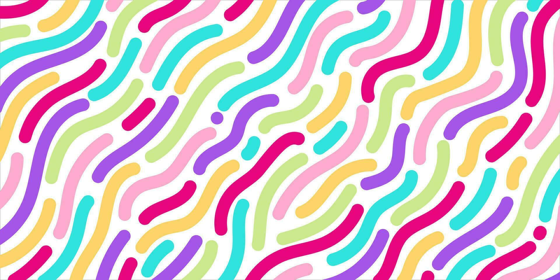 1920x960 Fun colorful seamless pattern. Creative doodle abstract style art background for kids. Trendy texture design with contemporary basic shapes. Vector illustration