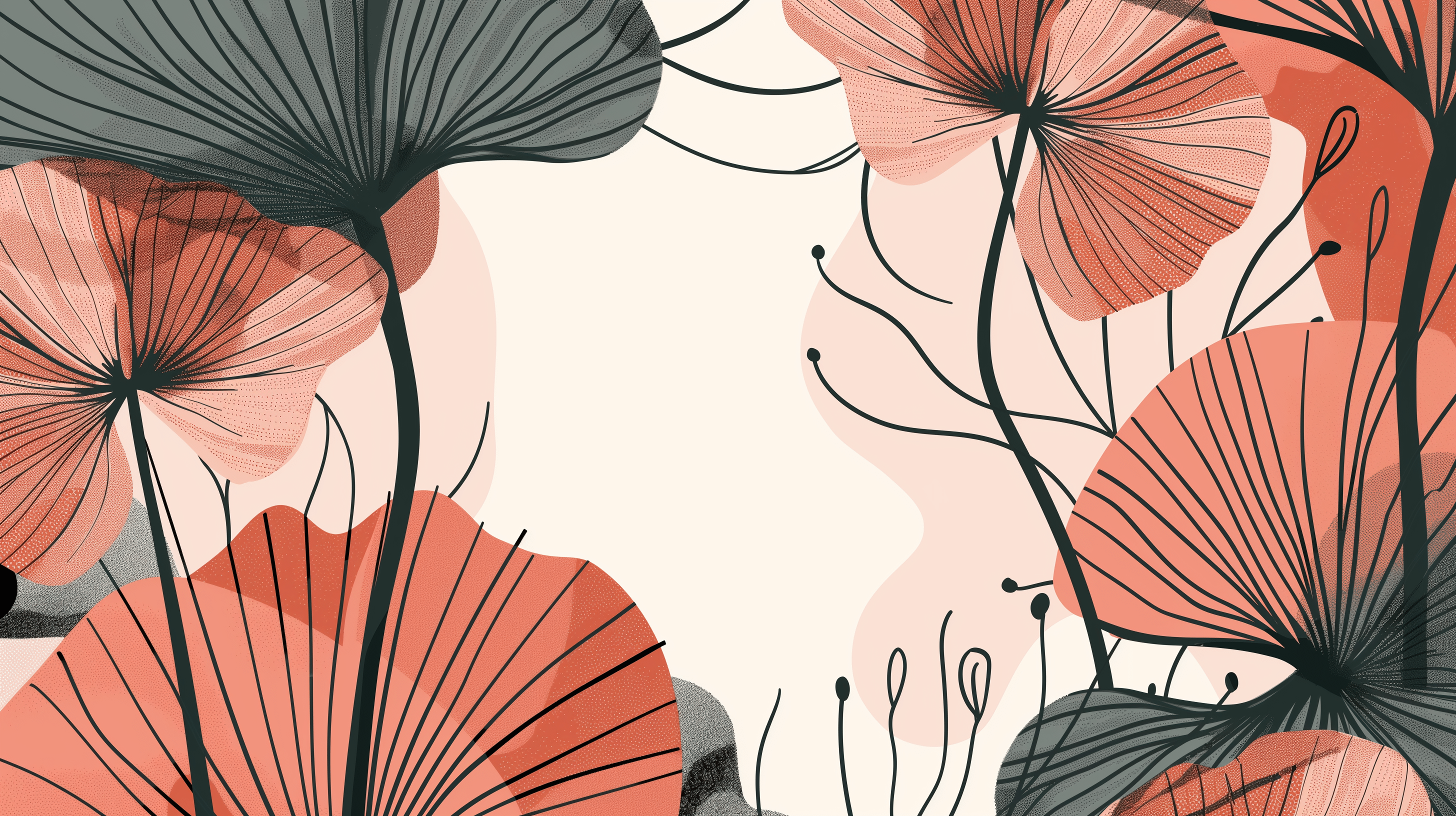 2912x1632 Kids room wallpaper. Abstract flowers and soft colors