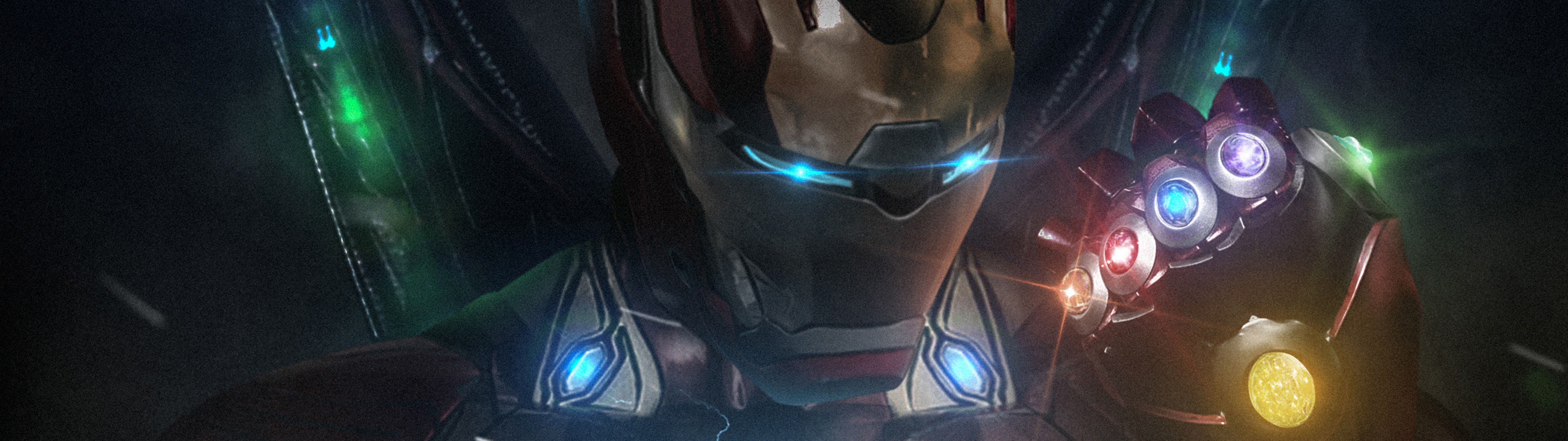 7680x2160 Iron Man Infinity Stones Avengers Endgame 4K Wallpaper HD