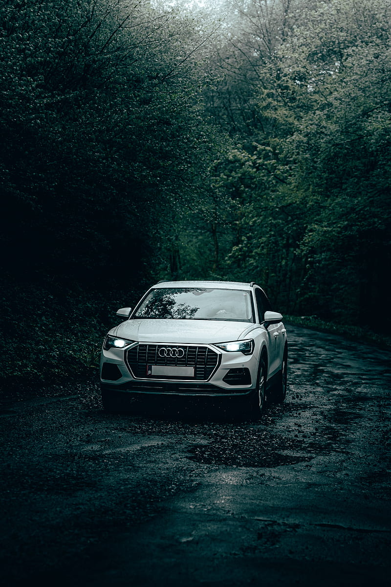 800x1200 Audi, car, white, road, rain, HD phone wallpaper