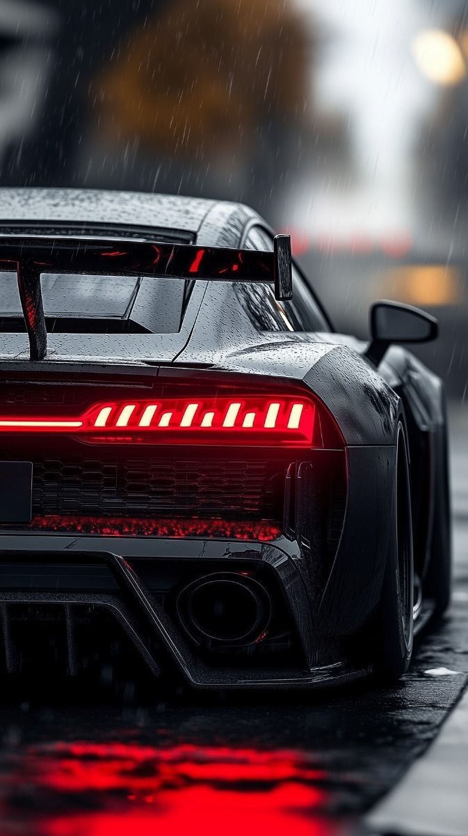 673x1200 Audi R8: Performance and Power in the Rain