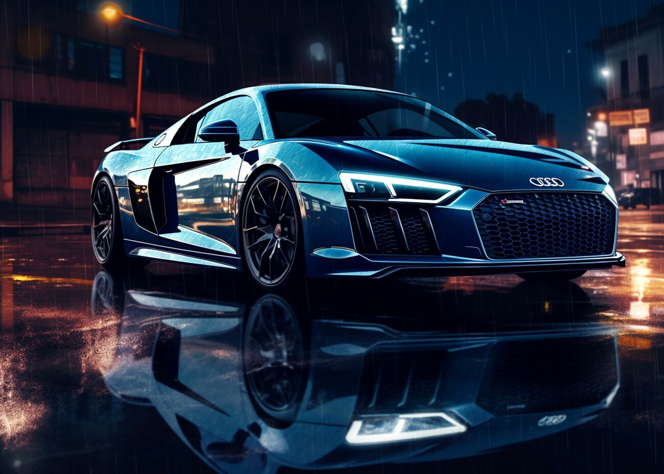 1300x929 Poster Sportcar in rain