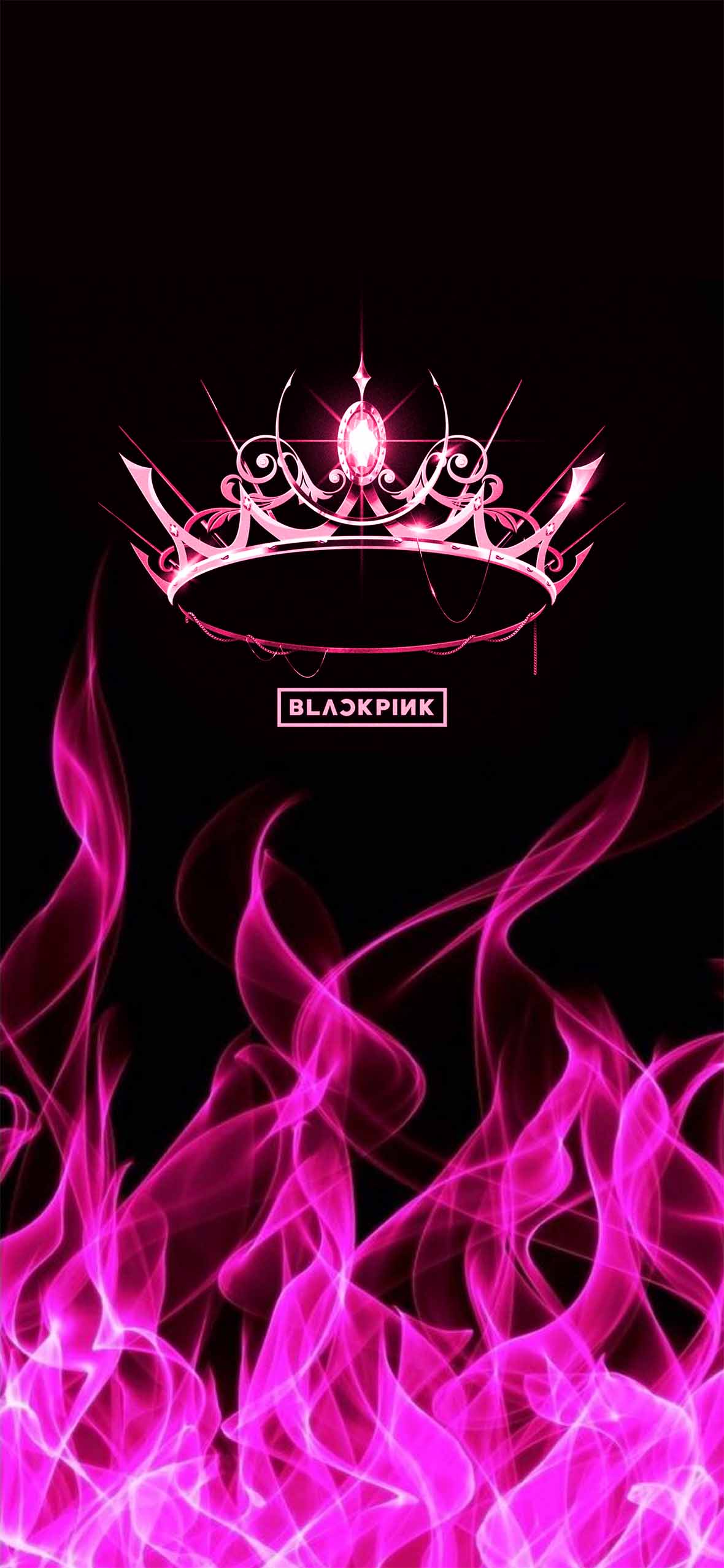 1180x2554 BlackPink Burning Crown Flames Wallpaper Pop Wallppapers