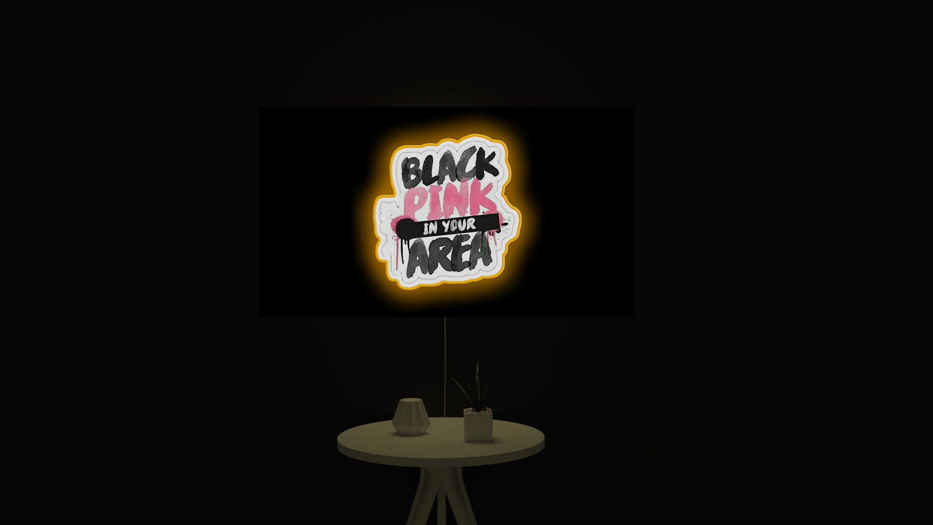 1920x1080 Black Pink In Your Area Design. Neon Sign