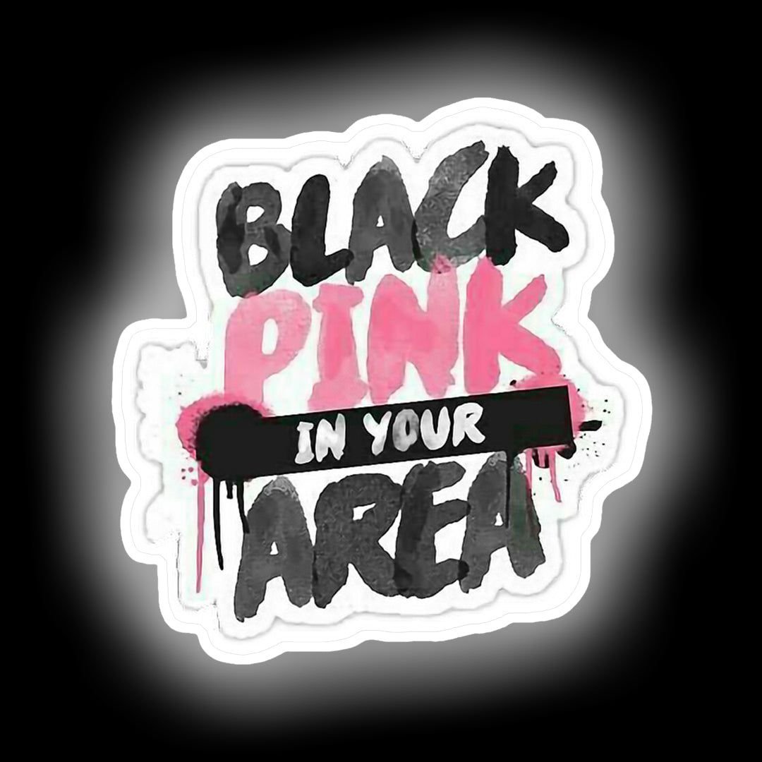 1080x1080 Black Pink In Your Area Design. Neon Sign