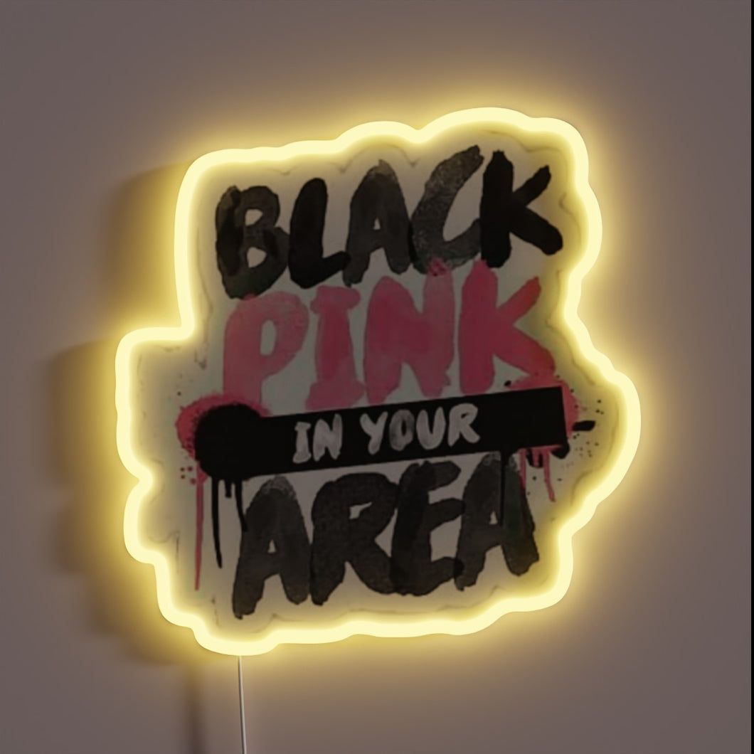 1060x1060 Black Pink In Your Area Design. Neon Sign