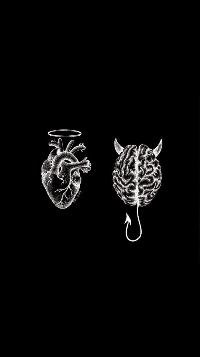 675x1200 Heart and brain. Heart vs brain, Phone wallpaper, Black and white wallpaper iphone