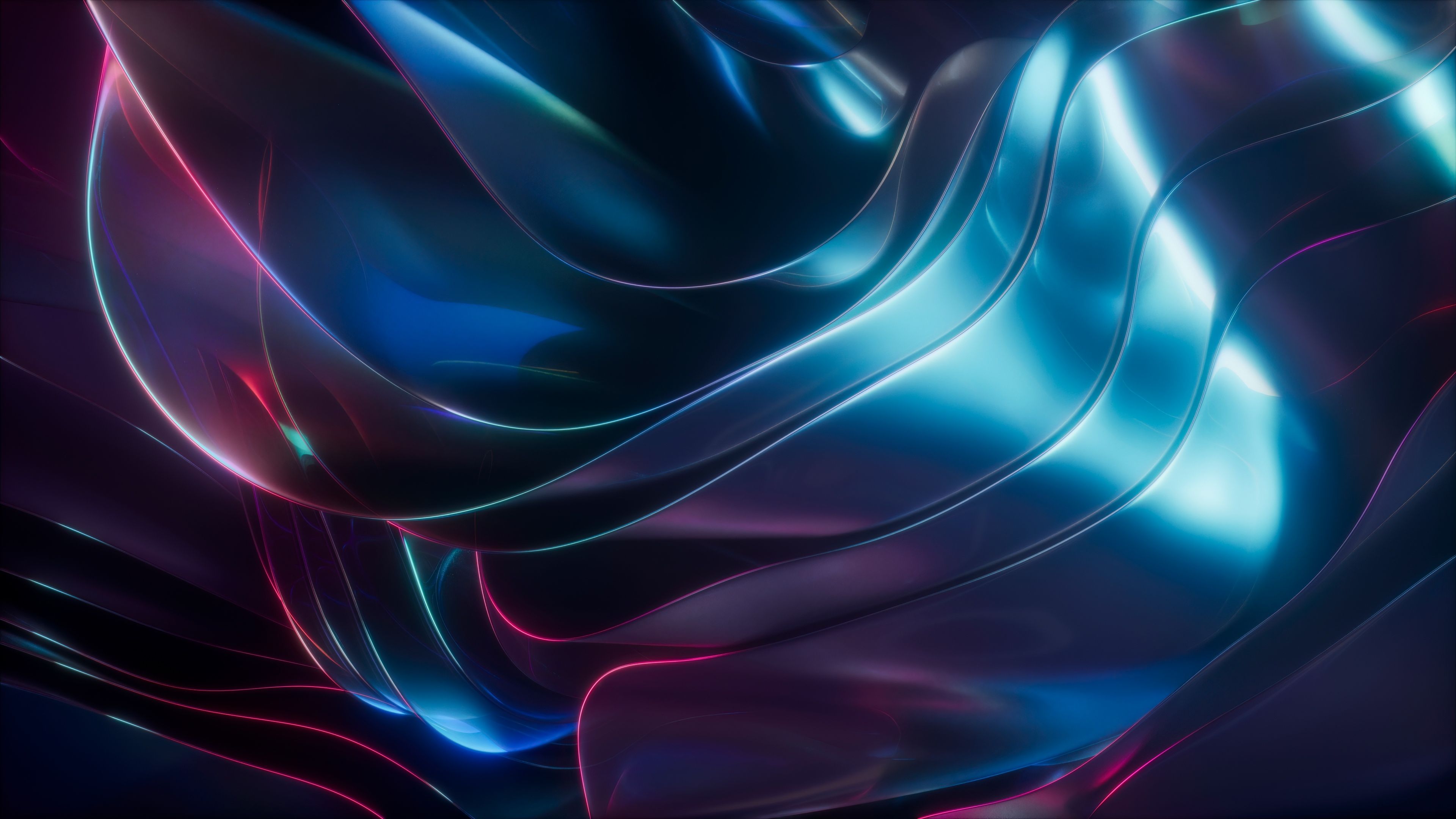 3840x2160 Modern Wallpaper 4K, Blue abstract, Glowing lines, 5K