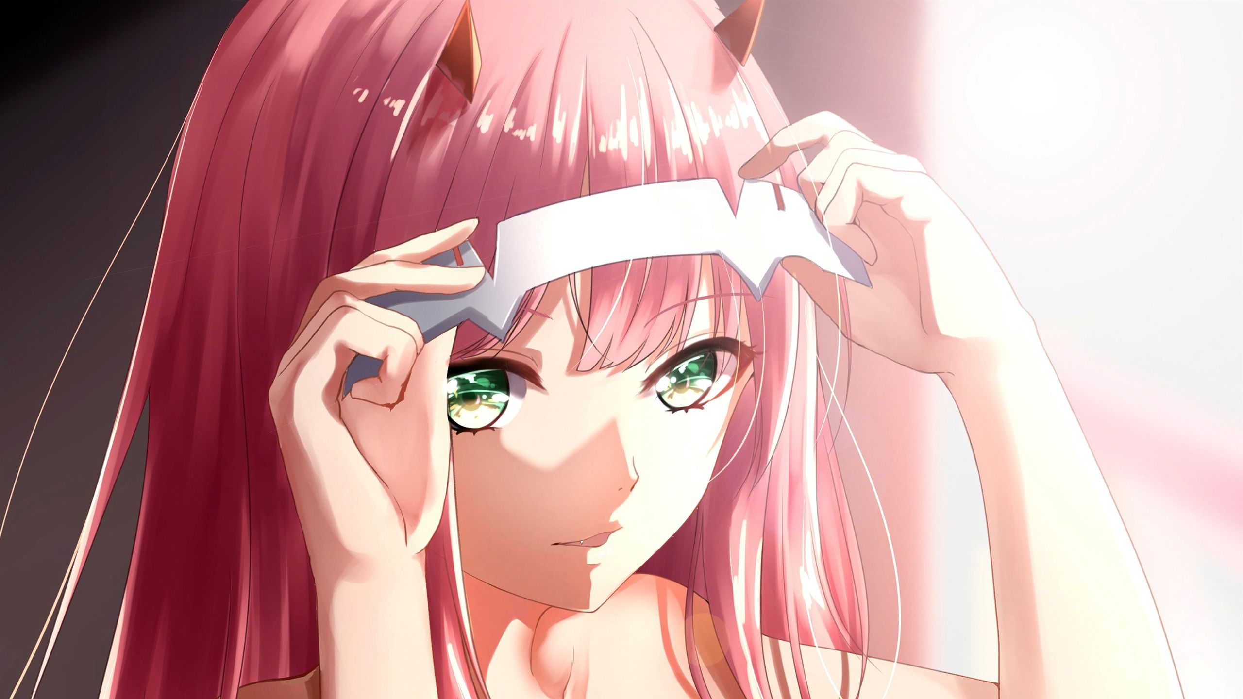 2560x1440 Cute anime red hair girl design HD