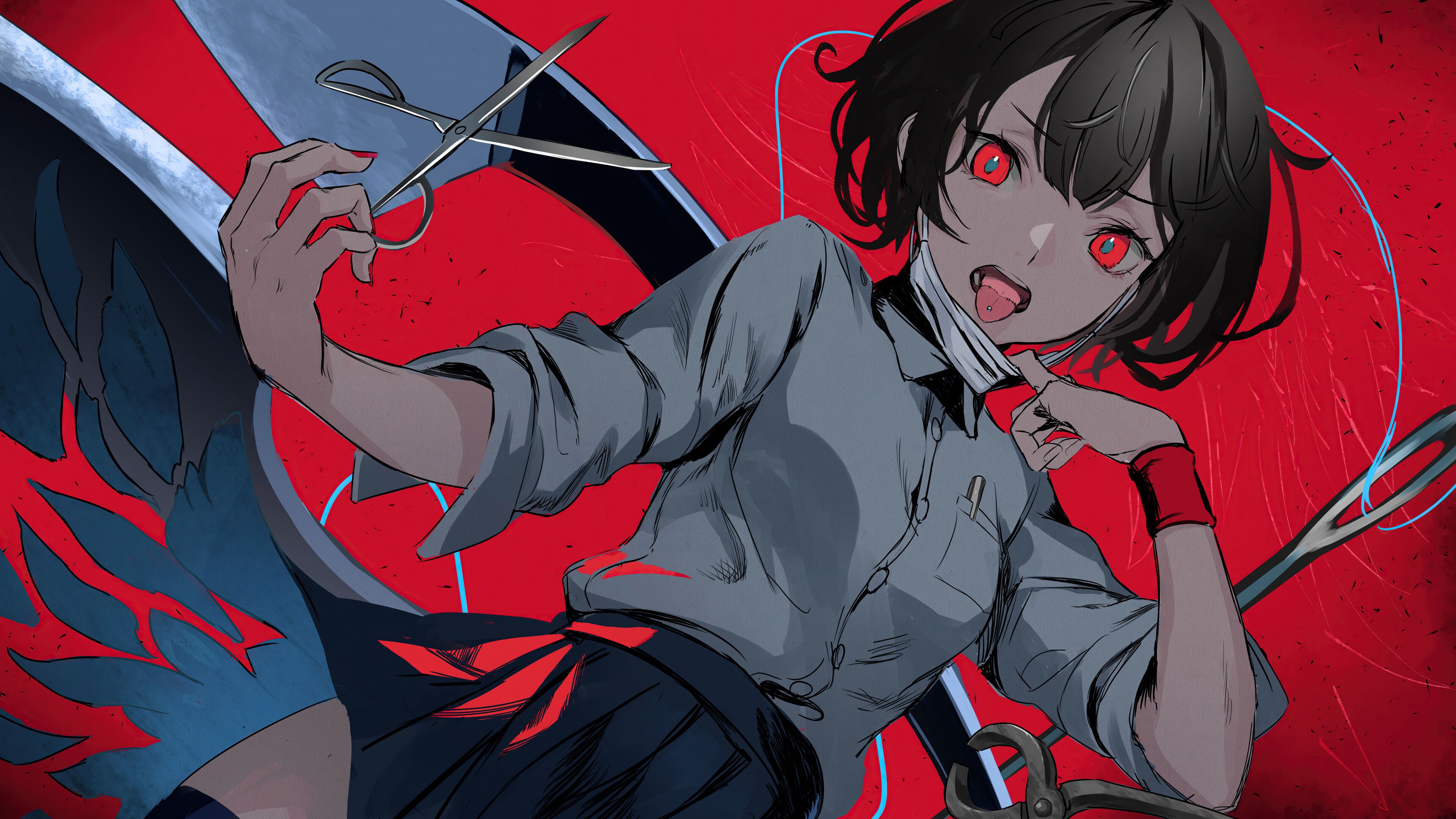 3840x2160 Anime Girl Red Eyes Wallpaper 4K 8K HD PC h