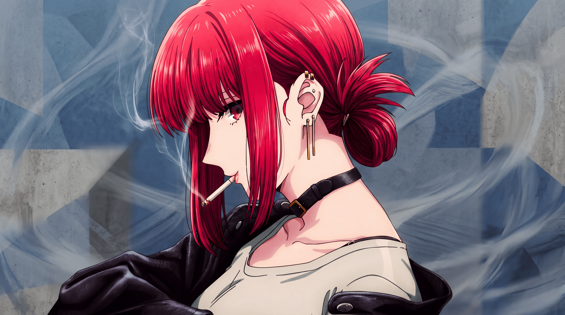 1920x1072 Smoking Behind the Supermarket With you Cute Anime Girl Waifu 5k wallpaper