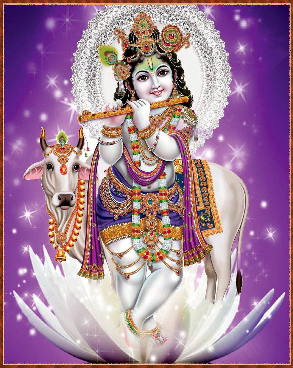 984x1235 Pale Flute Lord Krishna 3D Wallpaper