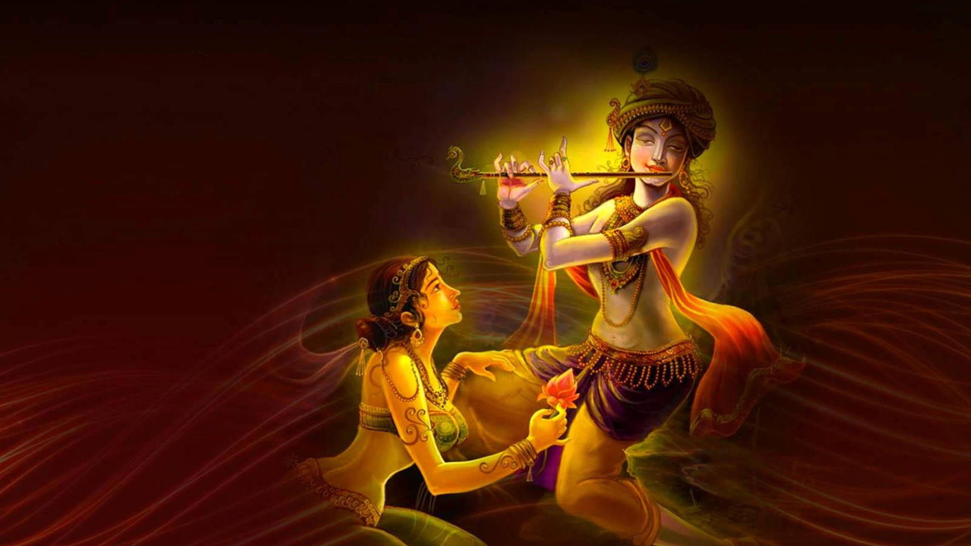 1920x1080 Golden Krishna God 3D Wallpaper