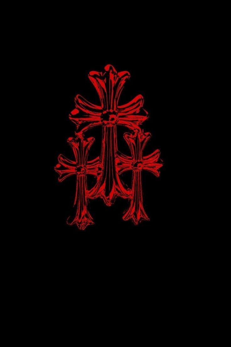 736x1104 Cool cross wallpaper iphone. Red chrome hearts logo, Chrome hearts icon, Red and black wallpaper