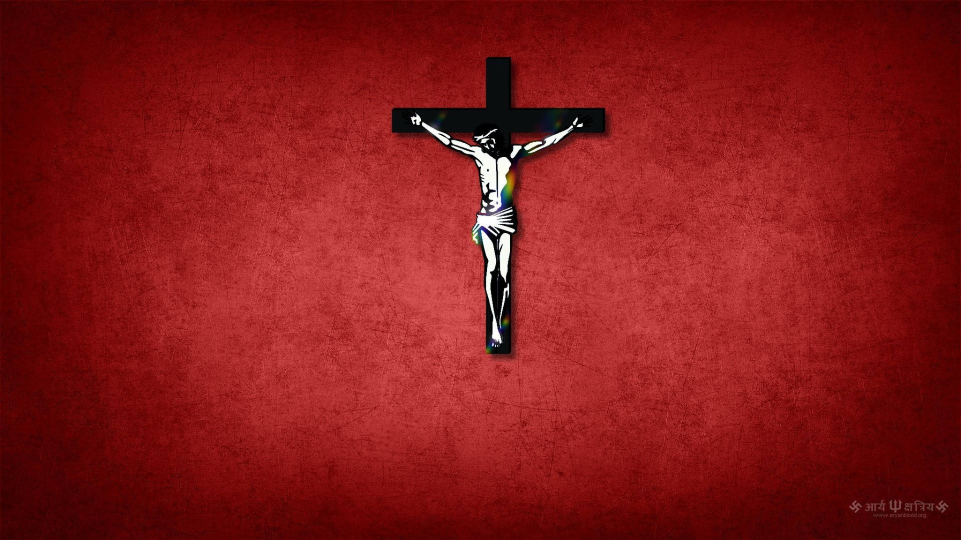 1920x1080 Download Jesus On Cross With Red Background Wallpaper