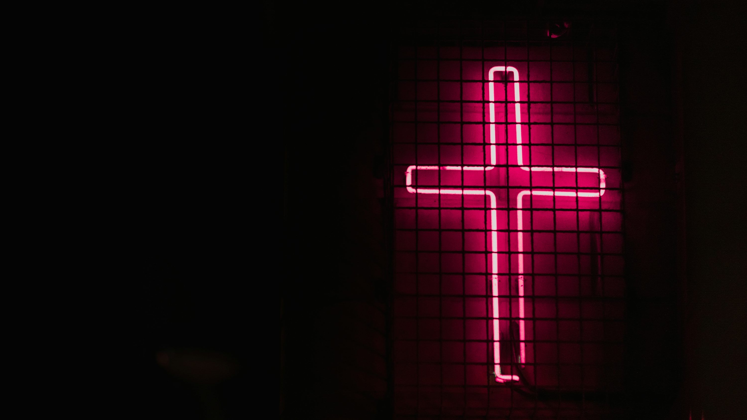 3000x1688 Pink cross neon signage
