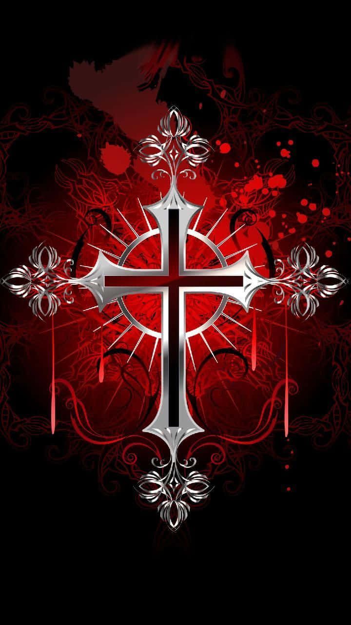 720x1280 Download a cross with blood and a cross on a black background Wallpaper