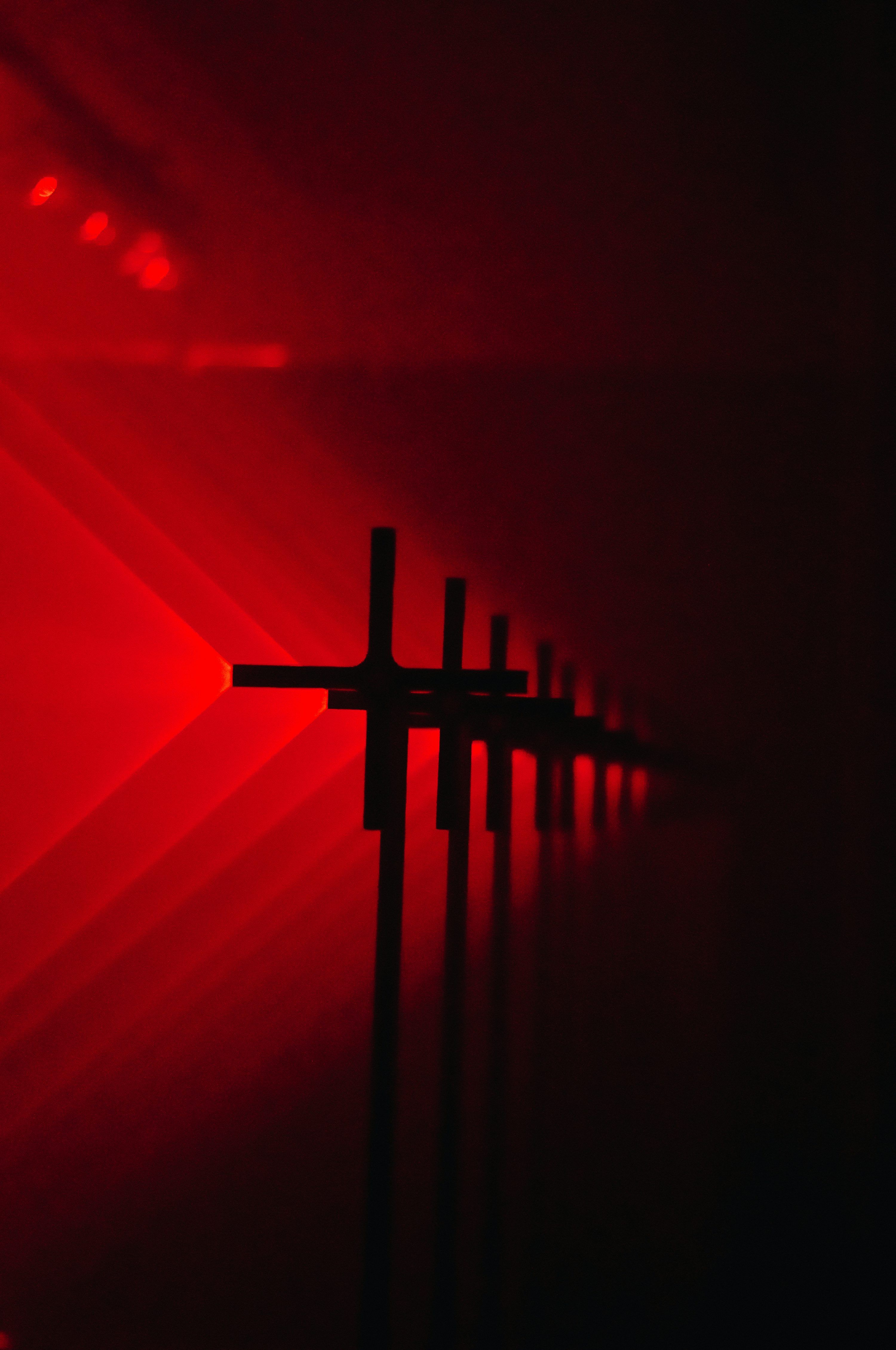 3000x4517 Red crosses are illuminated with light. photo