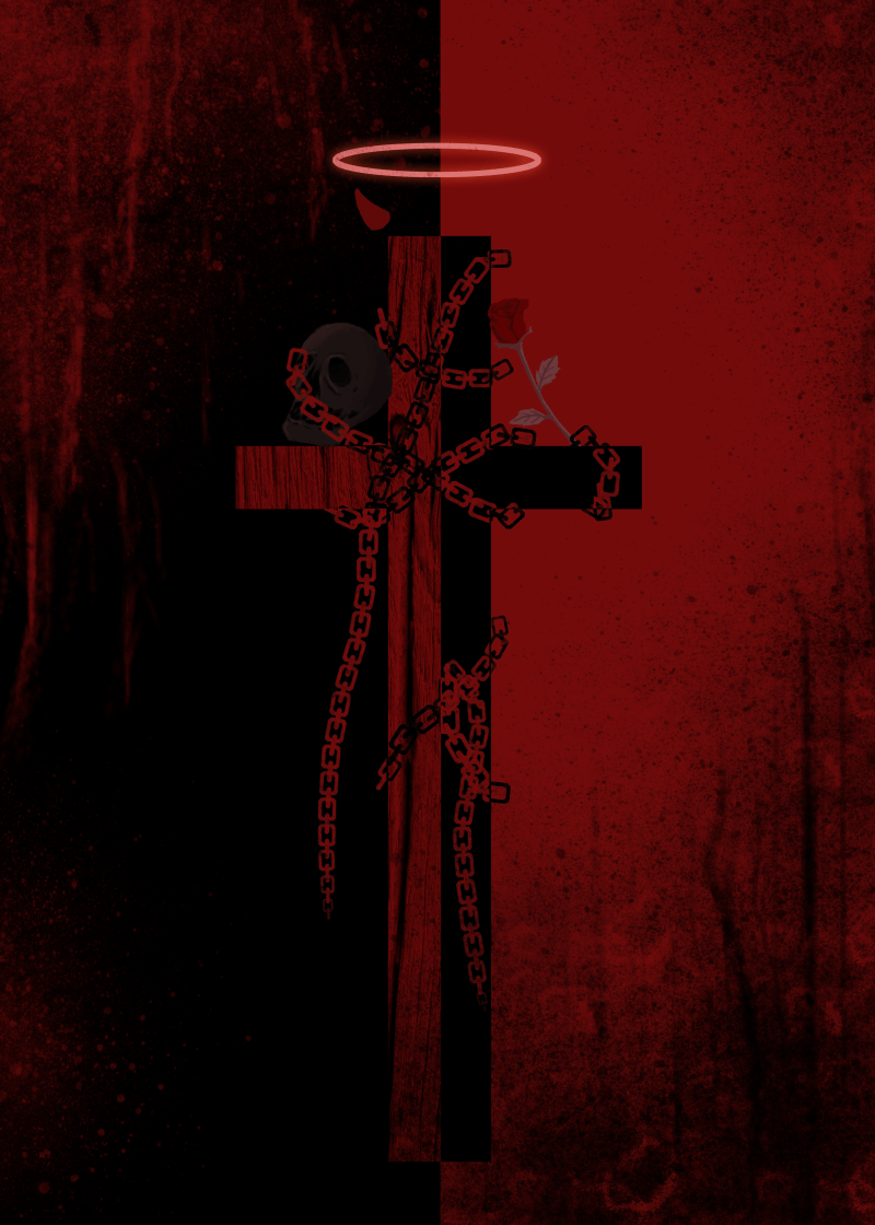 800x1120 Devil Angel Cross Background. PSD Free Download
