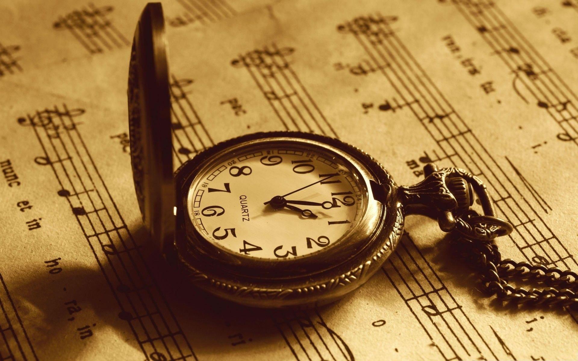1920x1200 clocks, Musical Notes, Paper, Sepia, Vintage Wallpaper HD. Vintage clock, Pocket watch, Old clocks