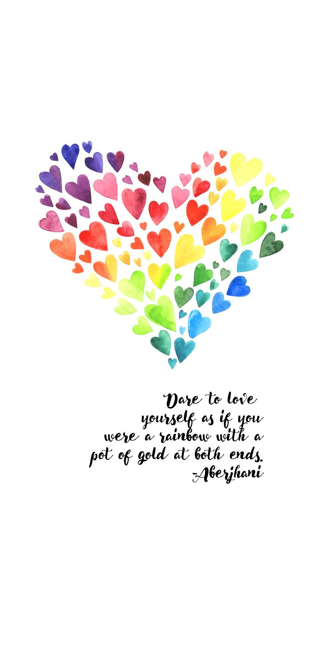 1125x2208 Rainbow Hearts Digital Wallpaper. Rainbow drawing, Rainbow heart tattoo, Rainbow