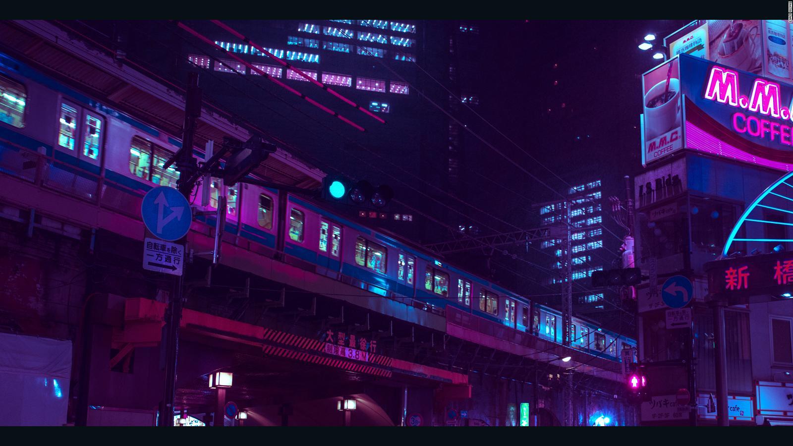 1600x900 Purple Neon Lights Tokyo Desktop Wallpaper
