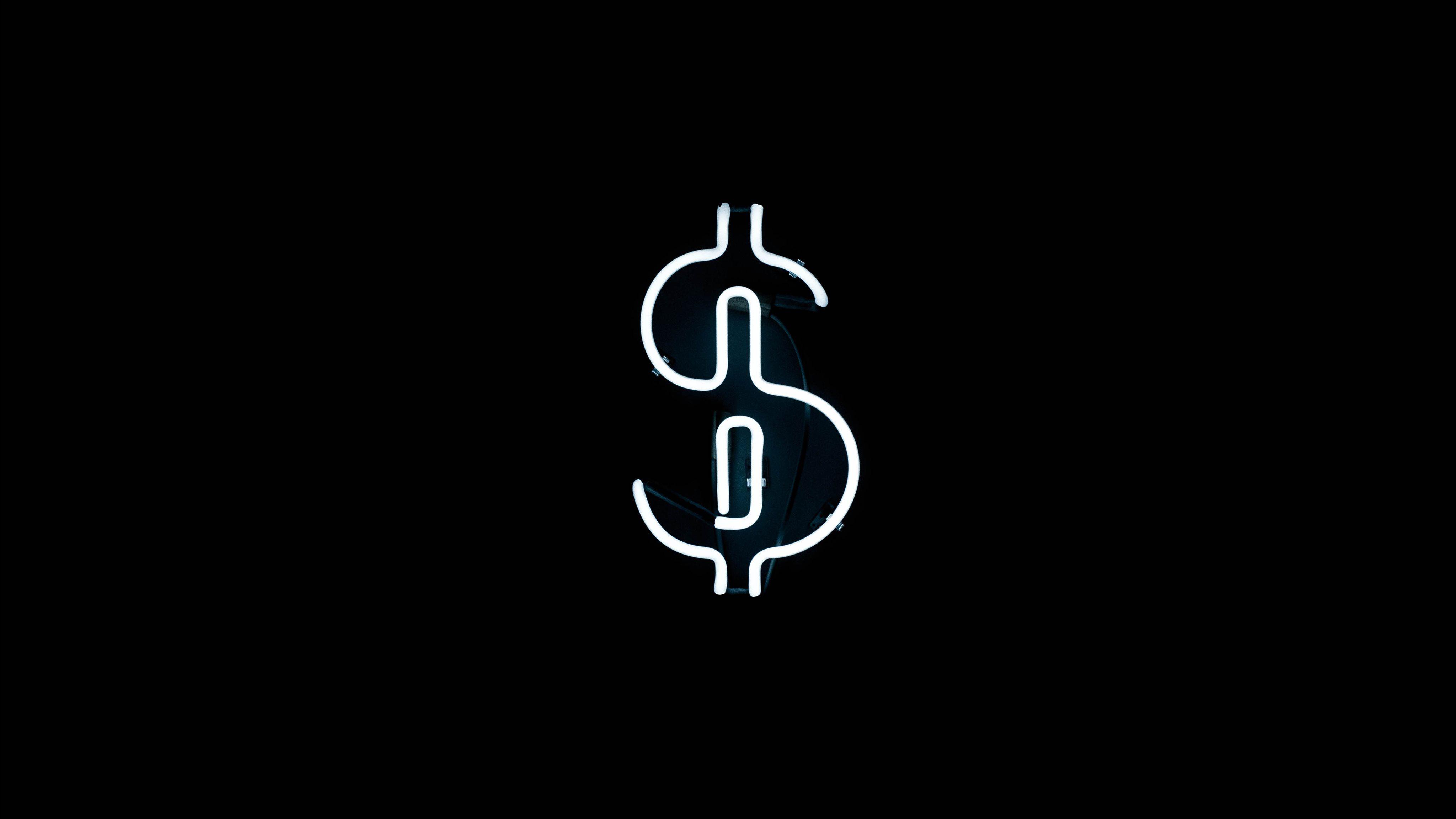 4096x2304 Neon Dollar Sign MacBook Air Wallpaper Download