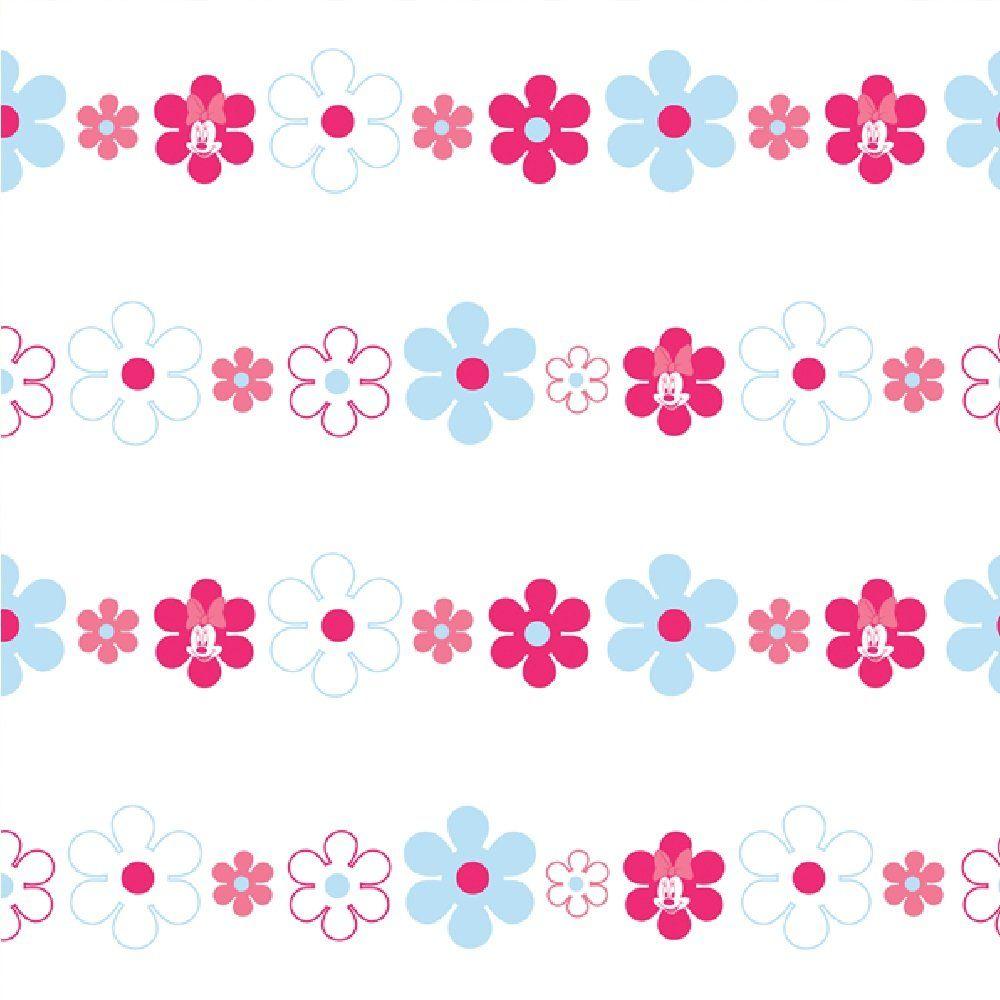 1000x1000 Disney Minnie Mouse Bows Daisies Pink Blue Childrens Wallpaper Df72099