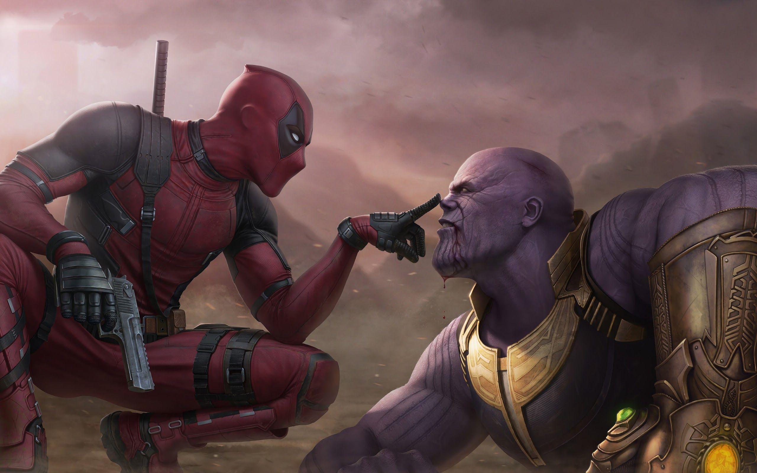 2560x1600 Deadpool vs. Thanos 4K Wallpaper
