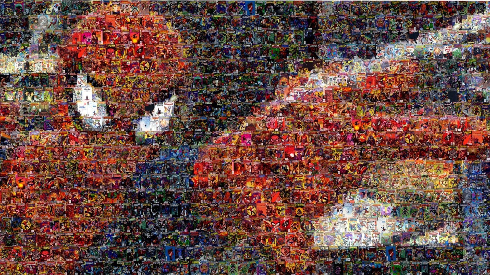 1920x1080 Spider Man Mosaic Marvel Comics Comic Books Wallpaper. AllWallpaper