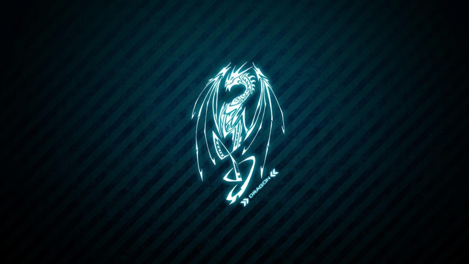 1920x1080 Blue black dragons white tribal glow stripes diagonal wallpaper