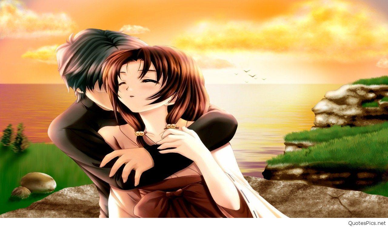 1280x750 Love Anime Couple Hug Wallpaper