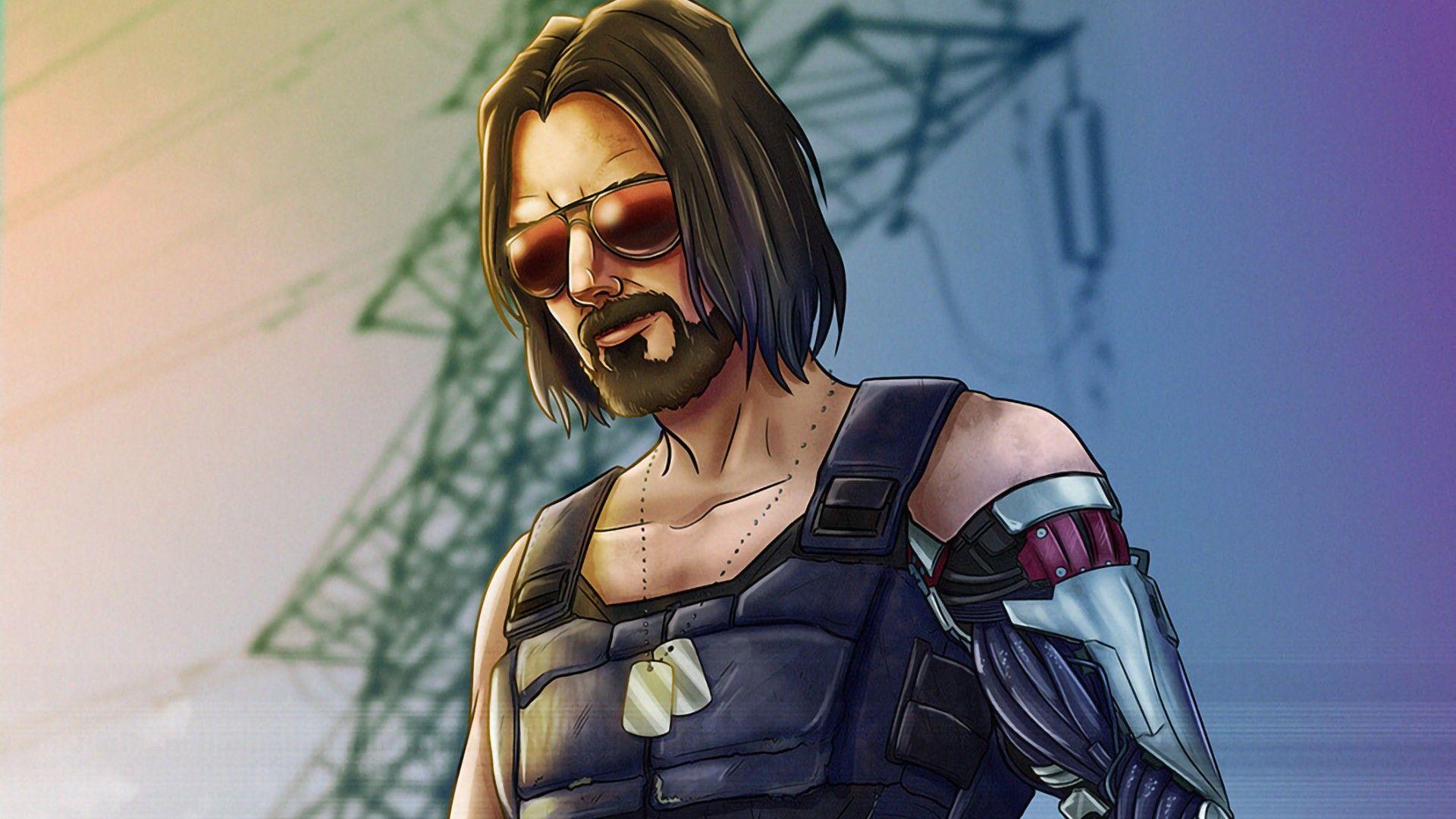 1920x1080 Keanu Reeves as Johnny Silverhand Cyberpunk 2077 Art HD Games Wallpaper