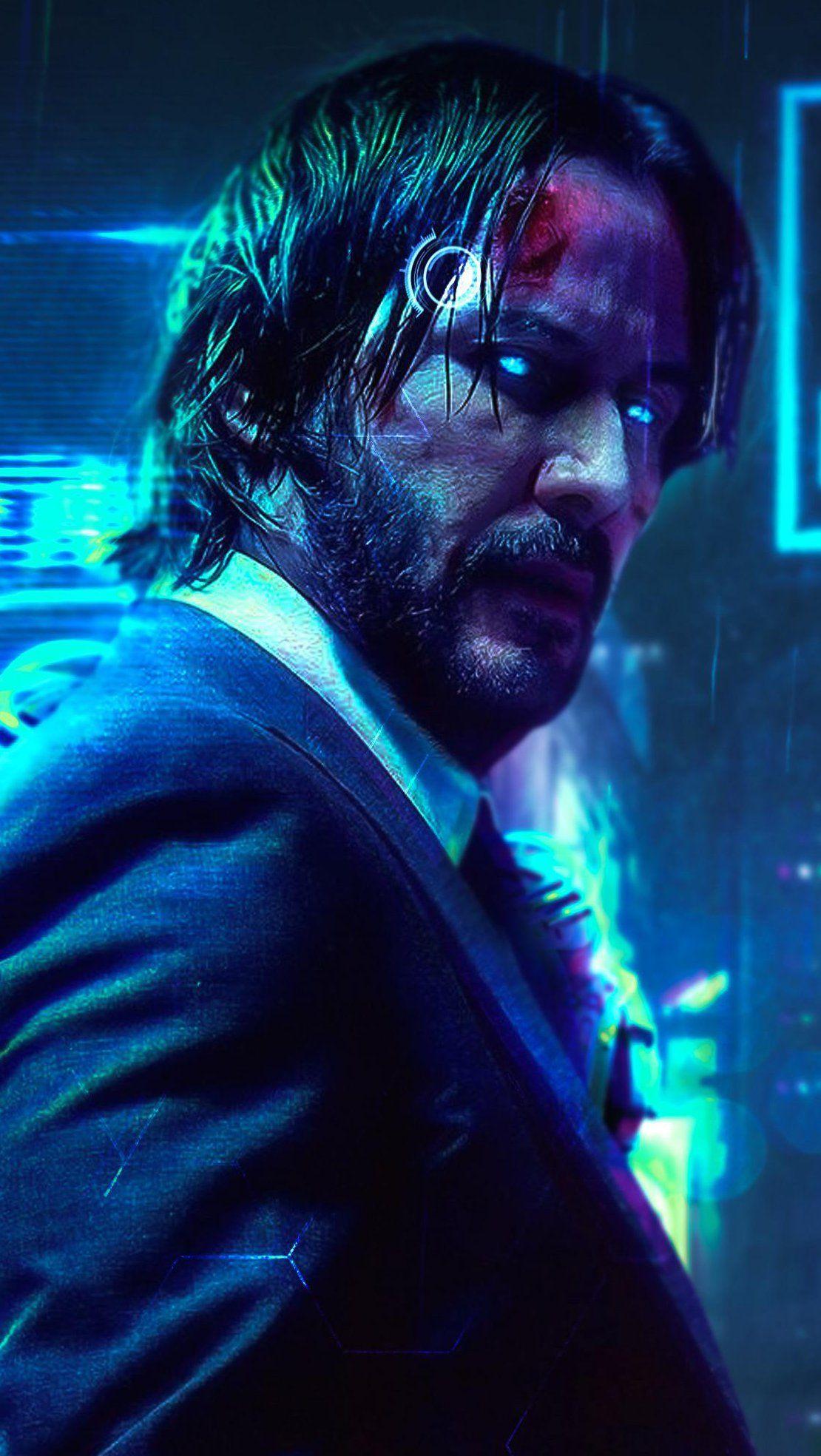 1110x1969 Cyberpunk John Wick Keanu Reeves FanArt Wallpaper