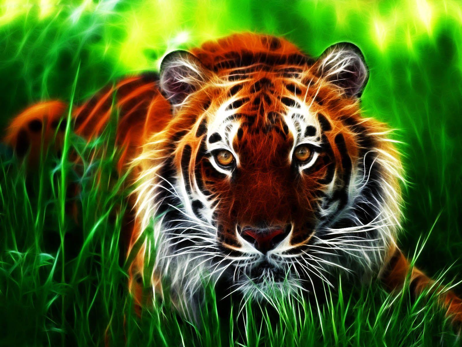 1600x1200 3D Tiger Wallpaper