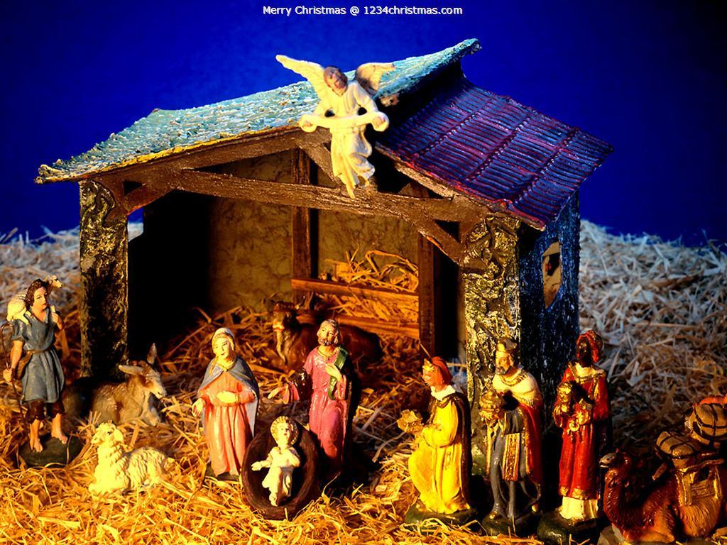 1024x768 Free Nativity Scene Wallpaper