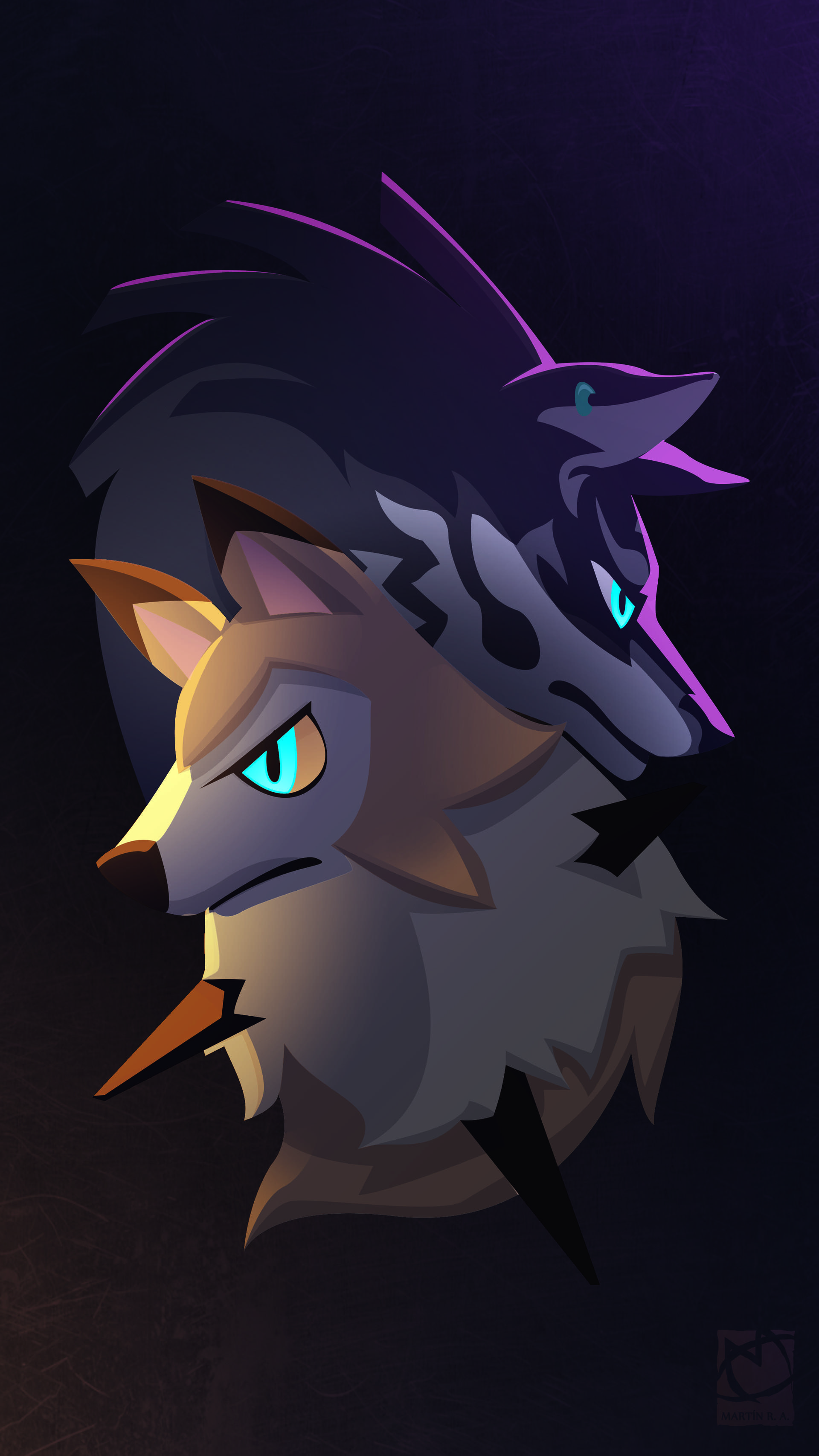 1920x3413 Wallpaper Commission: Lycanroc and Wolf Link, Martín Ruiz