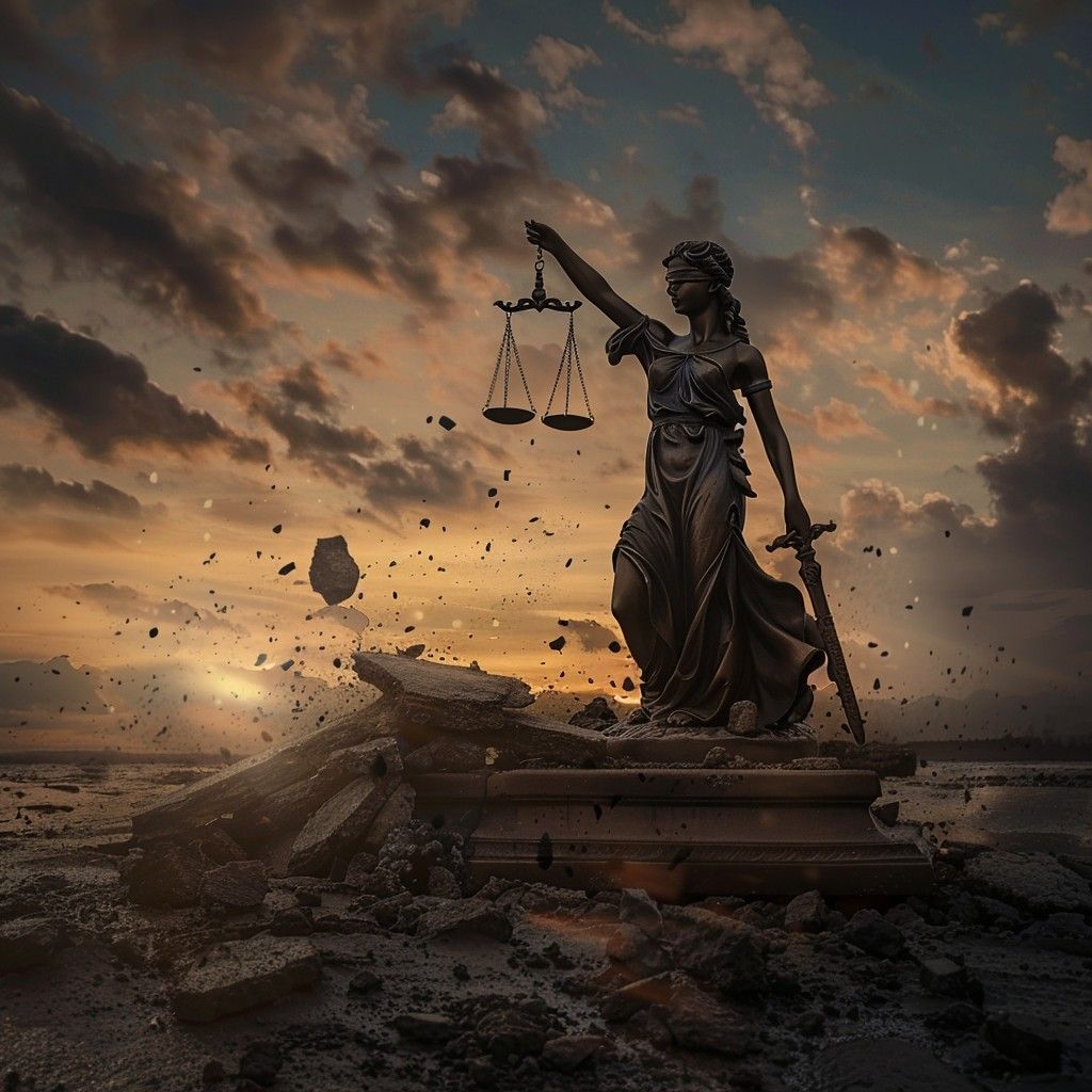 1024x1024 Download Justice Amid Ruins Image, Justice, Ruins