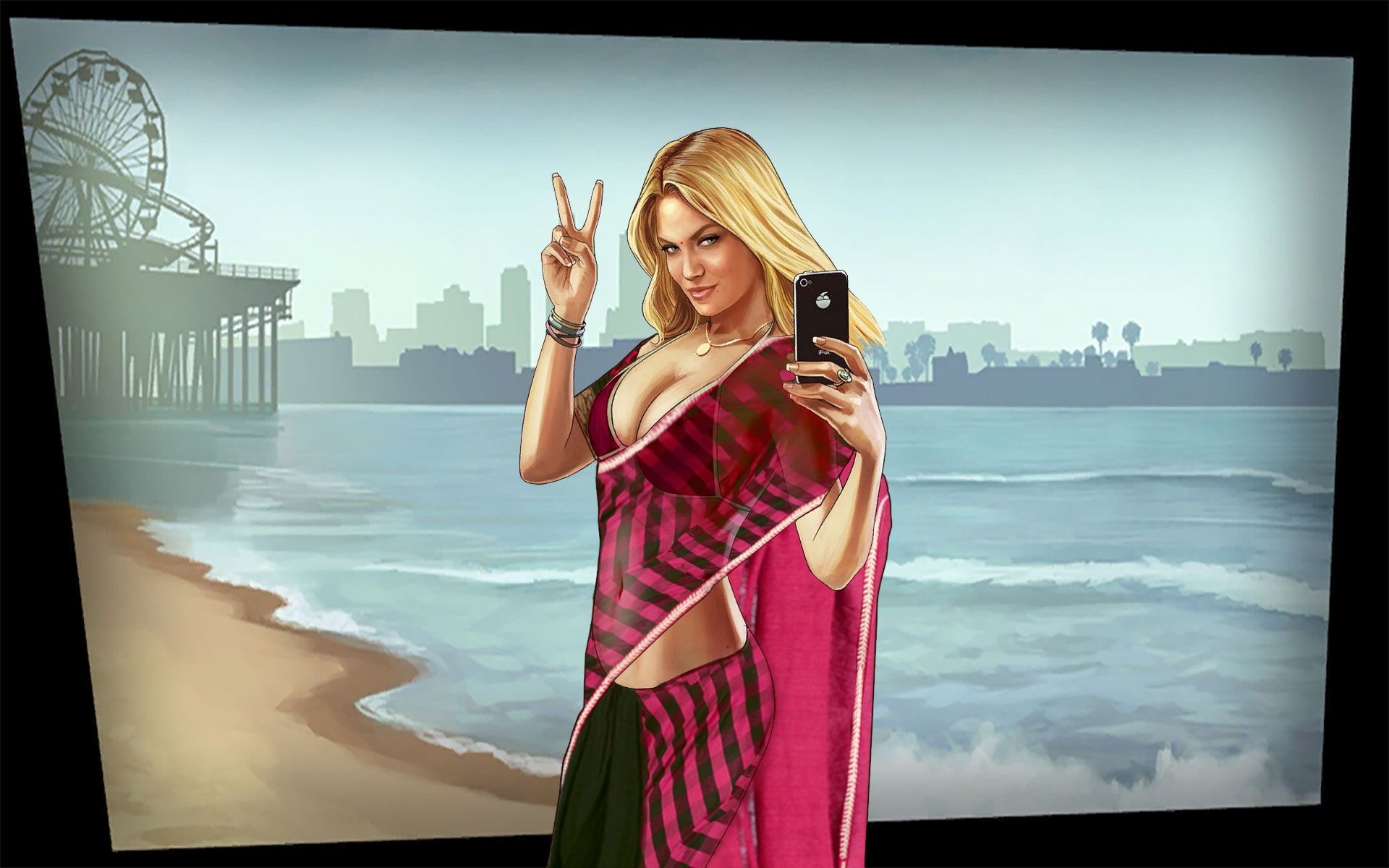 1920x1200 Hot Loading Screen Girl (In Indian Pink Saree)-