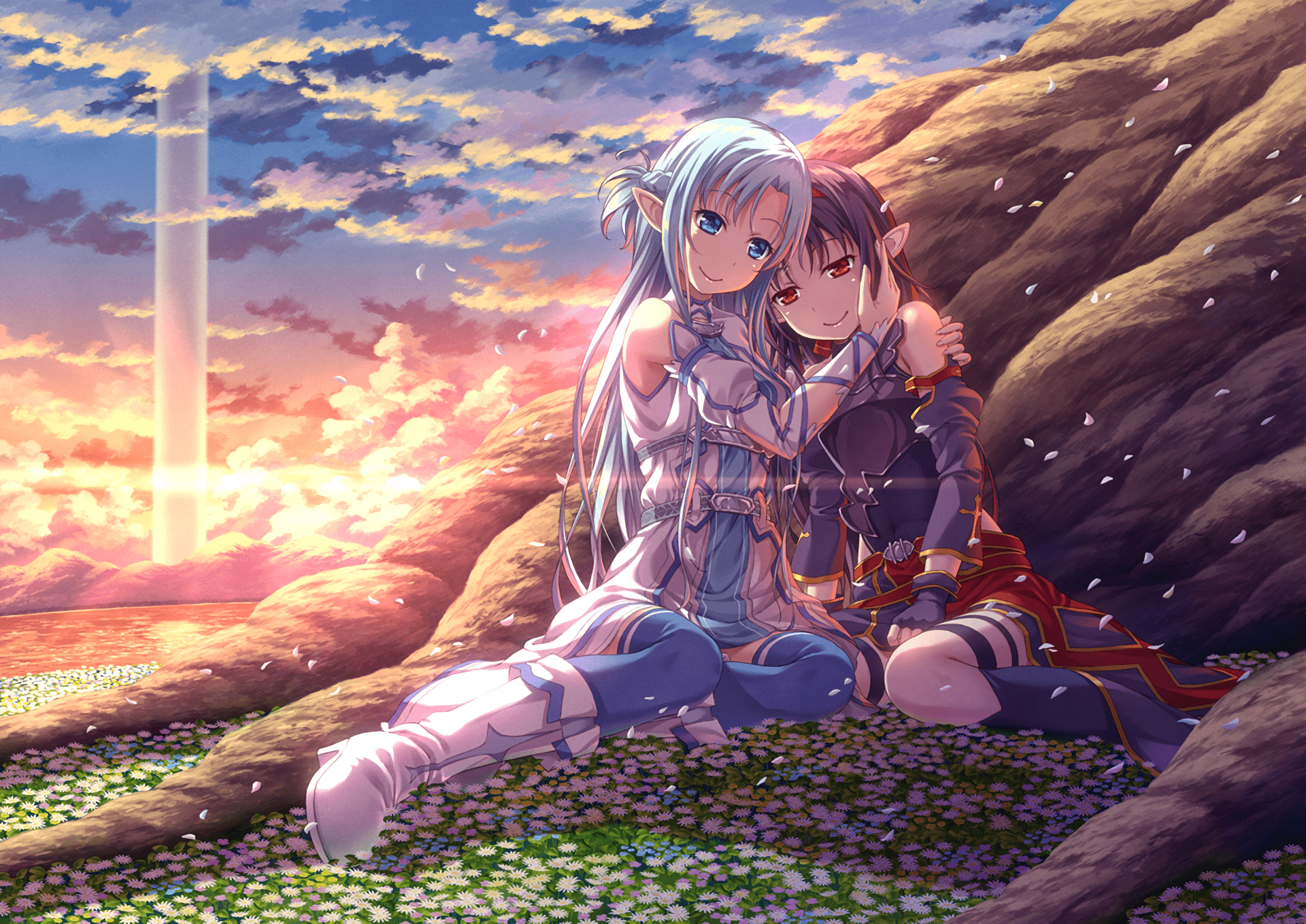 1920x1359 Sword Art Online II HD Wallpaper: Yuuki Konno and Asuna Yuuki by うえはらゆきひこx1359