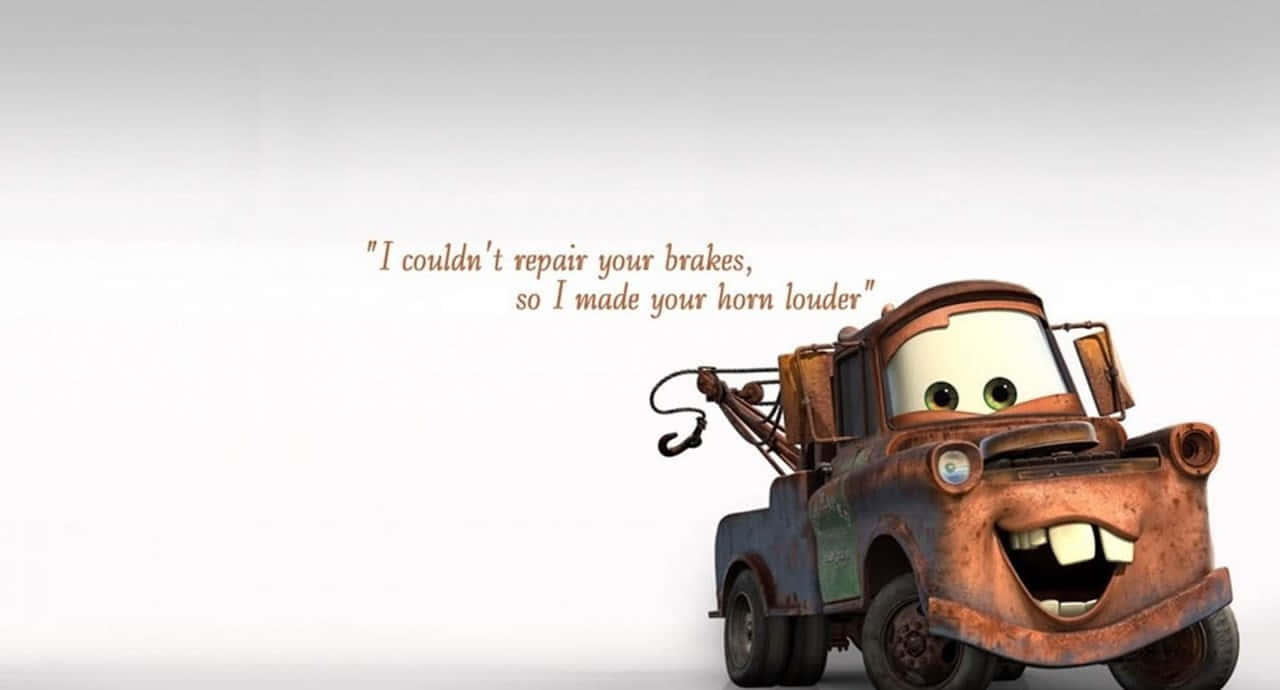 1280x690 Download a cartoon character is sitting in a truck with a quote Picture