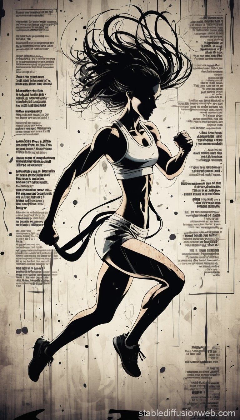 768x1344 motivational fitness wallpaper featuring a muscular athletic asian woman doing jump rope powerful and striking Prompts. Stable Diffusion Online