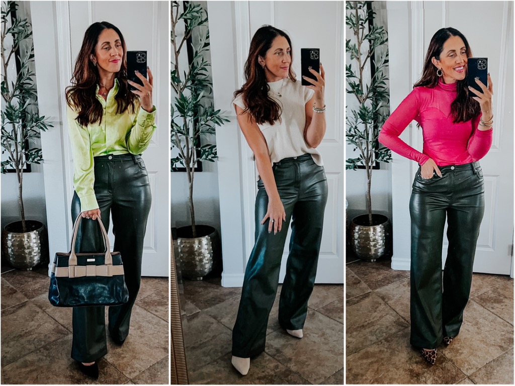 1024x768 Ways // How to Wear Olive Green Faux Leather Pants is our Bliss