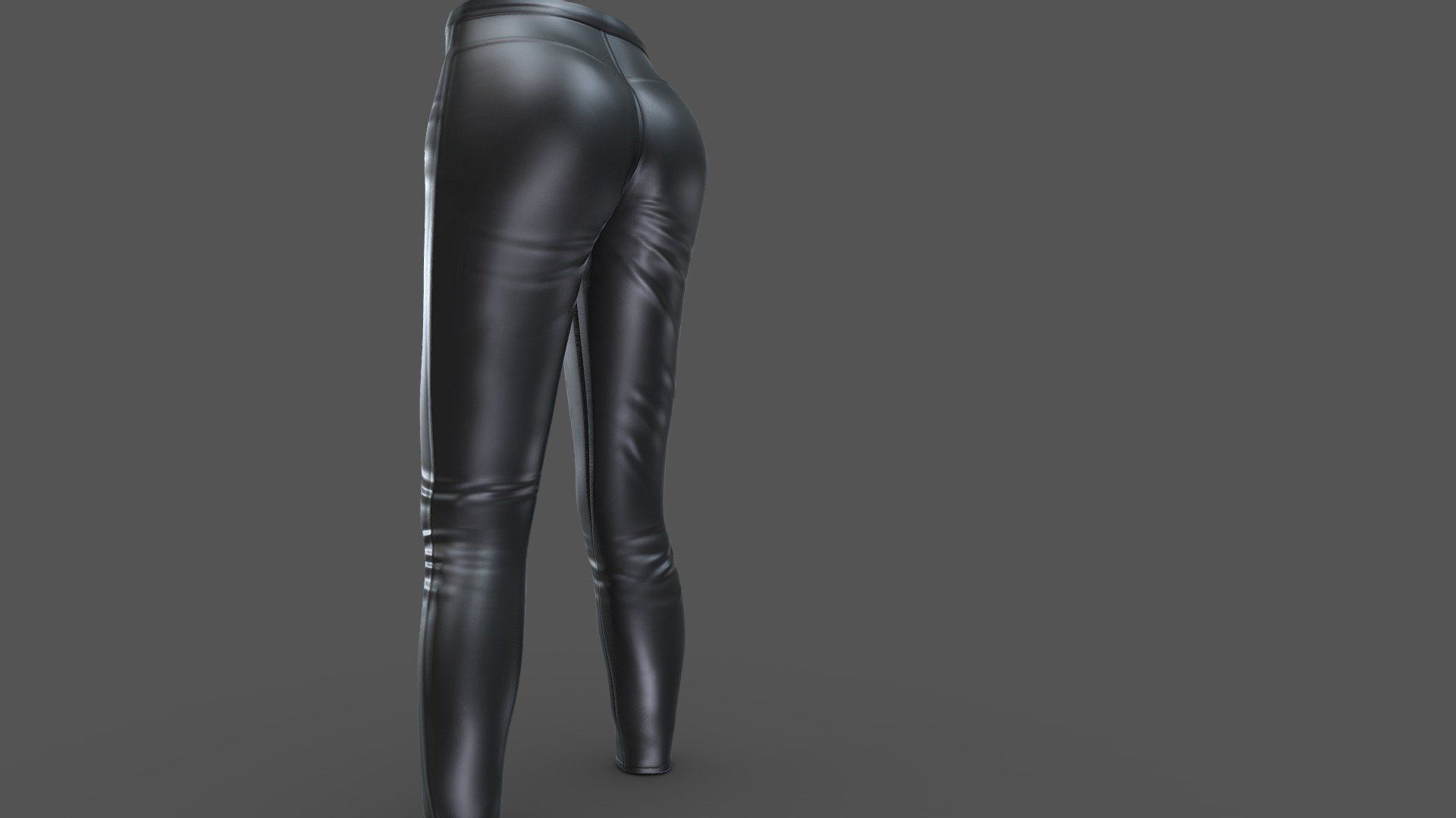 1920x1080 High Waist Shiny Black Leather Female Pants model by 3Dia [7b35aac]