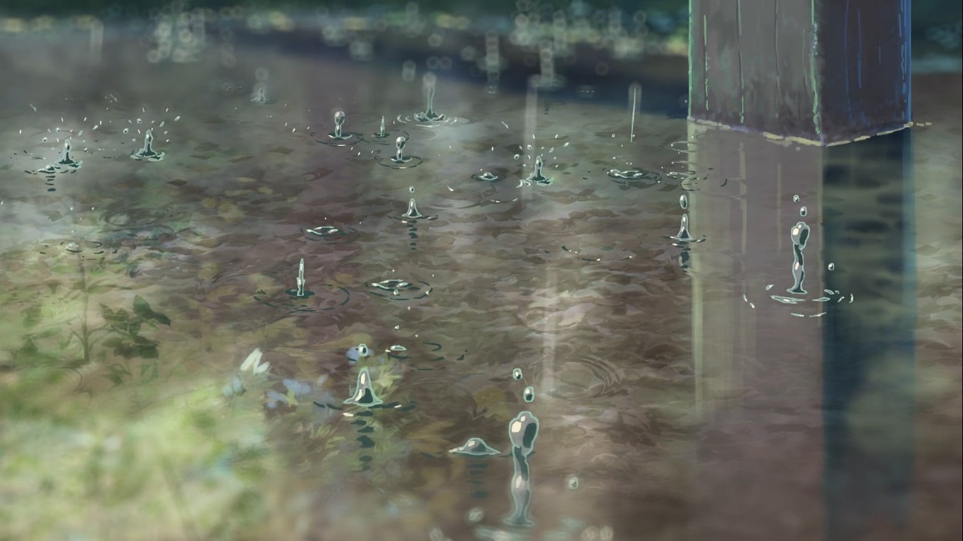 1366x768 Raindrop illustration, The Garden of Words, anime, animation HD wallpaper