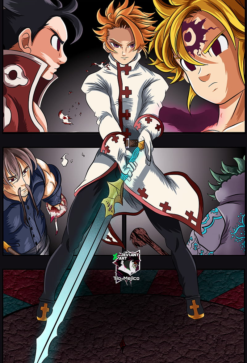 800x1173 Arthur vs Meliodas, demonio, excalibur, nanatsu no taizai, the seven deadly sins, HD phone wallpaper