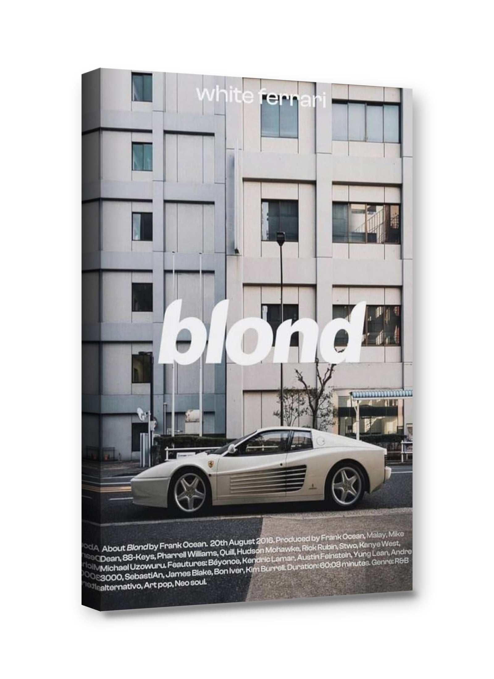 1600x2200 Blond By Frank Ocean White Ferrari Canvas Poster