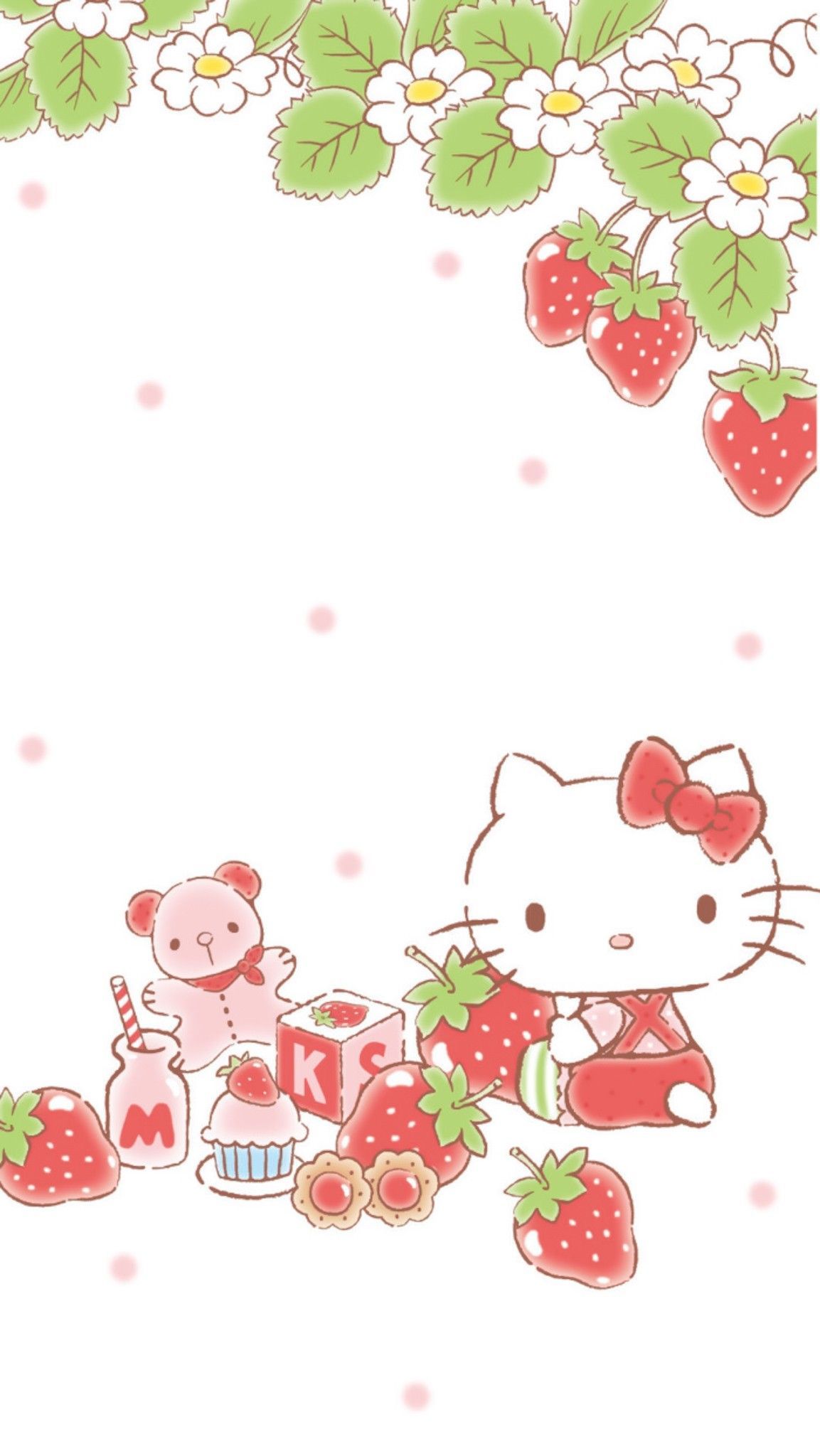 1153x2048 Hello Kitty Strawberry Wallpaper